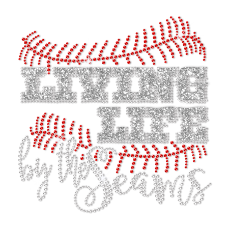 Bling Baseball Living Life Hotfix Rhinestone Glitter Transfer